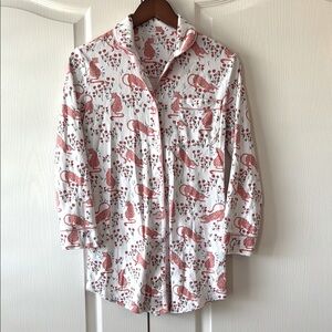 Roberta Roller Rabbit Cheetah Garden Perlita Lounge Shirt Size Petite